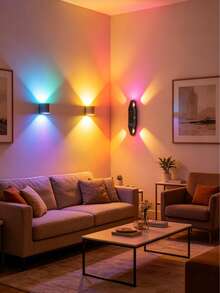 1 Stück RGB & 3-Farben einstellbare Bewegungssensor Wandleuchte, magnetischer Katzenauge Scheinwerfer, stufenlose Dimmung, Typ-C kabellose Aufladung LED Ambiente Lampe, Fernbedienung kabellose Nachtbeleuchtung geeignet für Schlafzimmer, Flur, Schrank, Heimdekoration - Verschiedenfarbig - Übersicht 3