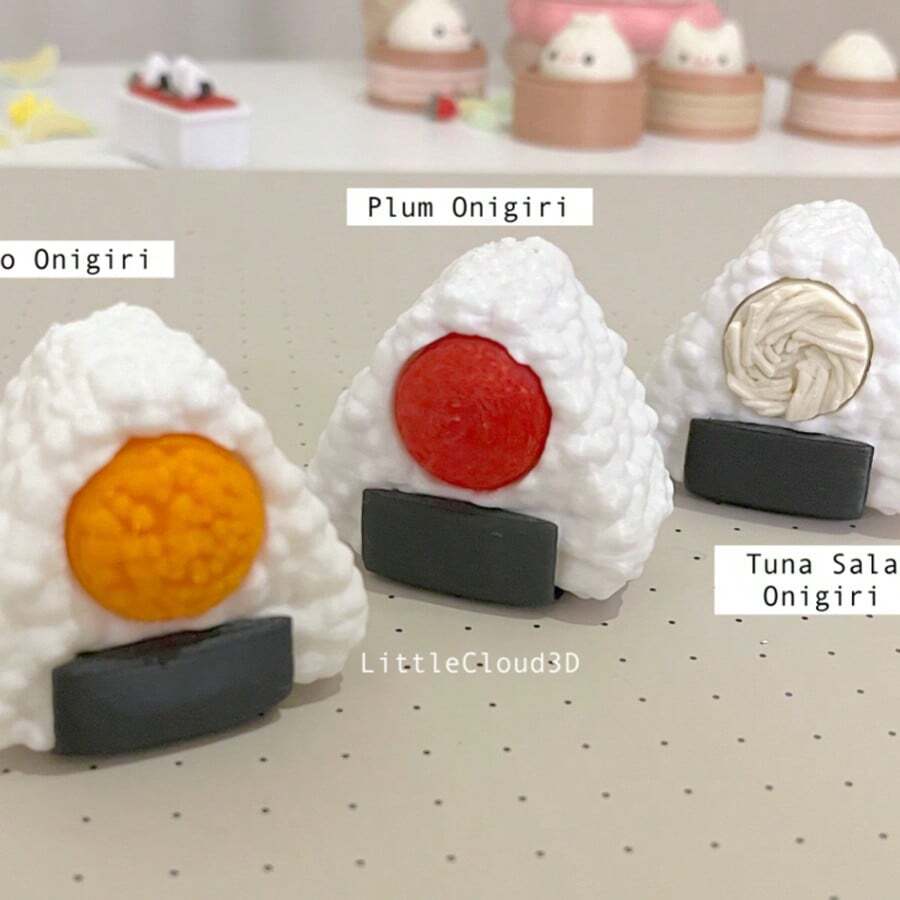 1个全新3D打印逼真饭团造型玩具（款式随机） - 彩色 - 查看 1