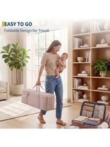 Gaderth 4 In 1 Baby Playard, Portable Bedside Crib With Rocking Bassinet & Diaper Changer, Infant Pack And Play With Mattress, Large Toddler Playpen, Newborn Changing Table, Storage Pocket & Rotating Toy Bar - Khaki - View 8