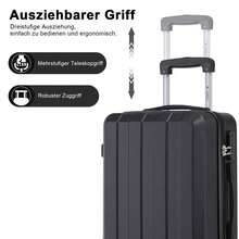 YONSLY 2‑Piece Suitcase Set 24/28 Inches With 4 Wheels 360° Combination Lock Mesh Pocket Soft Rubber Handle Lightweight Shockproof Hard Shell Suitcase - 黑色 - 查看 4