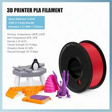 GCCSJ PLA 3D Printer Filament 1.75mm 5-Color Bundle – ±0.02mm Accuracy, 250g X 5 Spools, Multicolor PLA Pack For FDM 3D Printing, Ideal For Beginners & DIY Projects, Vacuum Sealed (White/Silver/Green/Pink/Yellow) - View 3