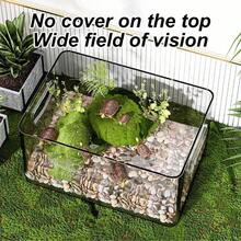 1pc High-Definition PET Turtle Tank, Rectangular Reptile Habitat Terrarium, Easy To Clean And Durable Aquarium Suitable For Turtles, Lizards And Amphibians, Home Decor - View 3