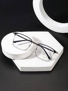 1副男士经典休闲方形眼镜框，轻巧金属细框，透明镜片，适合日常办公佩戴，附眼镜盒 - 彩色 - 查看 8