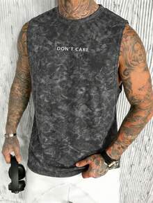 Simple Studio | Men's Vintage Rugged Style Washed Short Sleeve Tank Top | Suitable For Summer Wear | Comfortable & Breathable | Leading Fashion - Dark Grey - View 4