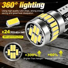 2 bóng đèn LED T10 W5W 4014 24SMD siêu sáng dùng cho cửa xe, biển số, cốp xe, đèn đỗ xe, đèn trần xe, đèn đọc sách màu trắng - T10 - Xem 3