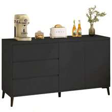 FENGSUN Modern Light Wood Dresser With Functional Storage - Black - View 3