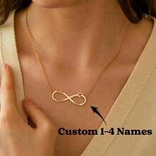 1-4 Personalized Infinity Symbol Name Necklace, 2 Names Heart Necklace, Couples Necklace (For Her), Family Name Pendant, Anniversary Gift For Wife - Multicolor - View 2