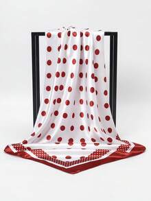 1 chiếc khăn satin chấm bi 90cm, đa năng dùng làm khăn trùm đầu và trang trí túi xách cho nữ. - Đỏ - Xem 2
