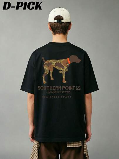 D-PICK Southern Point Co German Shorthaired Pointer Camo Graphic Tees, Men's 100% Cotton Round Neck Short Sleeve T-Shirt , Unisex Vintage  T Shirts Streetwear Fashion Casual Wear,Mens Clothes, Summer Mens Clothes Tops