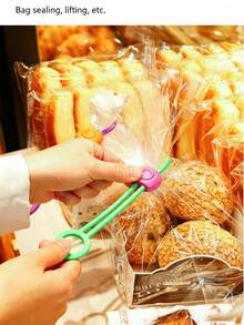 10入矽膠密封紮帶，可重複使用鎖扣式，食品袋密封紮帶，優於傳統密封夾，適用於麵包、零食、麵粉、米、水果及其他儲存袋 - 彩色 - 查看 6