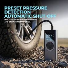 150PSI Tire Inflator Portable Air Compressor, Air Pump For Car Tires With Digital Pressure Gauge, Cordless Pump For Car Motorcycle Bicycle Ball, LED Light, Auto Shut-Off,Dual Display - Black - View 6