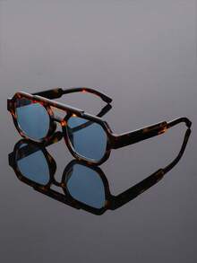 New Retro Square Double-Bridge Unisex Casual Versatile Fashion Glasses, Suitable For Daily, Street, Beach Party, Gathering, Funny Hip-Hop Street Style - Multicolor - View 14