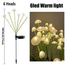 1个10LED/8LED/6LED户外花园灯，太阳能蘑菇/水母造型草坪灯，暖白光/变色，适用于户外小径、花园、庭院、景观照明装饰 - 多色 - 查看 18