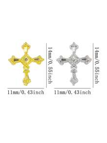 20 pièces Pierres de clous en croix de style punk vintage en alliage, décoration d'art de clous en croix 3D en métal Y2K, accessoires de faux clous DIY haut de gamme et exquis, charmes de clous - Multicolore - Voir 8
