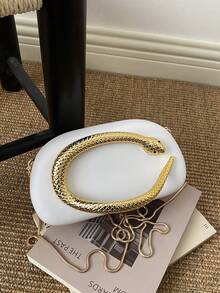 1pc Minimalist Retro Elegant Handbag, Chain Shoulder/Crossbody Bag For Party, Sophisticated Compact Purse - White - View 4