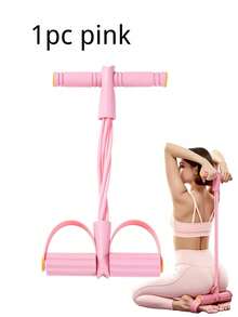 1pc Of Solid Pink 6-Tube Foot Pedal Resistance Band, NBR Foam TPE Sit Up Assistant, Portable Home Fitness Equipment For Abdominal Leg Workout.Resistance Band, Foot Pedal Resistance Band, Sit Up Assistant, Home Fitness Equipment, Abdominal Trainer, Leg Workout Equipment, Pull Rope Exerciser, Elastic Fitness Rope, Portable Workout Tool, TPE Resistance Band, NBR Foam Handle, 6-Tube Resistance Band, Pink Fitness Equipment, Home Gym Gear - Pink - View 5
