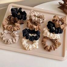 5pcs/Set Multi-Color Satin-Feel Large Scrunchies, Elegant Hair Ties For Women, Simple Bun Hair Accessories, Versatile Hair Ties, Vintage Silk Scrunchies, Good Elasticity, Suitable For Family Gatherings, Outdoor Activities, Travel And Various Other Occasions, Back To School, Halloween, Christmas, Holidays, Father's Day, Holiday Gift Choice - Multicolor - View 4