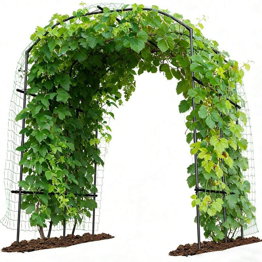 Tall Garden Arch Trellis For Climbing Plants, 87in X 75in Tall Metal Plant Support Trellis Archway For Climbing Vine Vegetable/Fruit/Flower Outdoor Garden Trellis Decoration, Black - 長75英寸 x 寬71英寸 x 高87英寸 - 查看 1