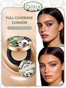 CATKIN Panda Paradise Concealer Cushion BB Cream, Breathable Moisturizing Foundation, Nourishing Skin, Creates Flawless Makeup, Suitable For Sensitive Skin, Light Coverage, W12 Gold Medium - W12 Golden Medium - View 2