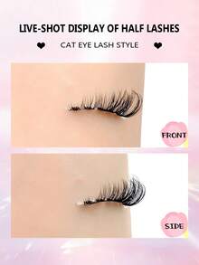 Asiteo 7 Pairs Half-Strip Natural Look Cat Eye Lash Extension Faux Mink Fluffy Soft Eyelash - Black - View 3