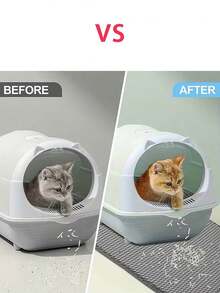 1 pieza Alfombra para gatos de doble capa y extra grande de color aleatorio, antideslizante, lavable y resistente a los arañazos, se puede retirar de la caja de arena, apta para botes de basura, inodoros, felpudos y alrededor de la cama del gato - Multicolor - Ver 7