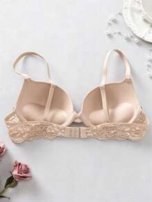 Women's Lace Padded Push-Up Bra - Apricot - View 8