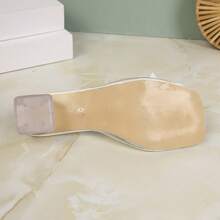 Giày sandal cao gót đính pha lê thanh lịch dành cho nữ, thiết kế nơ trong suốt thoải mái, đa năng và thời trang. - trắng - Xem 5