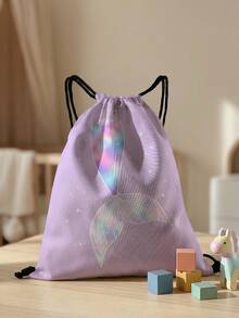 1pc Drawstring Closure Backpack, Multi-Scenario, Super Capacity, Ultra-Lightweight, Printed With Mermaid Pattern, Suitable For Sports, Fitness, Travel, Swimming, Beach, Unisex - Multicolor - View 8