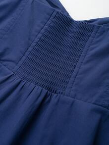 Summer Casual Solid Color Ruched Camisole Top - Peacock Blue - View 5