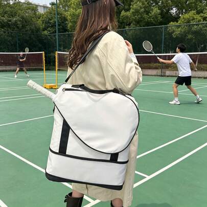 2026 Unisex Tennis Racket Bag, Large Capacity Waterproof Sports Travel Bag With Racket Compartment, Multi-Pockets Fitness Bag With Detachable Shoulder Strap, Suitable For Badminton, Yoga, Short Trip