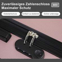YONSLY Suitcase 16/20/24/28 Inch With 4 Wheels, 360° Combination Lock, Mesh Compartment, Soft Rubber Handle, Lightweight, Shockproof Trolley Suitcase, Carry-On Hard Shell Suitcase - Rose Gold - View 3