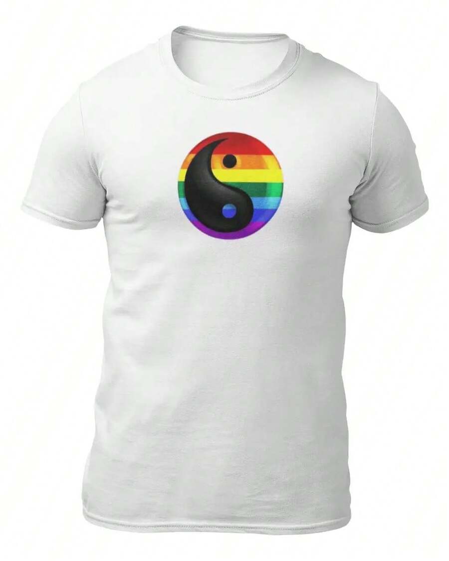 Yin Yang LGBT Pride T-Shirt - White - View 1