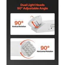 4 Pack Emergency Lights For Business, With Battery Backup, Commercial LED Emergency Exit Lighting Fixtures, AC 120/277V, With Two Square Head Adjustable, 90-Minute Backup, For Business, White - 4 件裝 - 查看 5