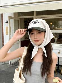 Cappello da sole protettivo con collo colorblock, bandana, cappellino da baseball ricamato da streetwear, design con lettera adatto per uso quotidiano, casa, viaggio, occasioni casual, spiaggia, festival - Multicolore 1 - Visualizzare 8