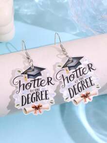 1 Pair Graduation Season Fashion Personalized Elegant High-End Interesting Text Bow Scroll Certificate Acrylic Dangle Earrings, Women Daily Holiday Party Gift Jewelry - Multicolor - View 6