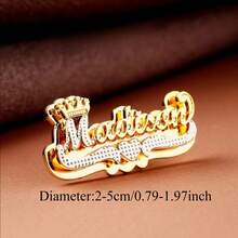 Personalized Name Double-Layer Crown Earrings, Custom Name Stud Earrings For Women, Two-Tone Nameplate Gift, Personalized Jewelry, Wedding Valentine' Day Gift, Year-Round Wear - Vàng - Xem 2