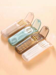 2/6pcs Portable Flip-Top Travel Storage Box, Suitable For Dental Floss, Pills And Toothpicks, For Daily Home, Office, Camping Essentials - Multicolor - View 5