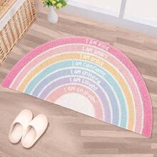 1PC Rainbow Doormat, Welcome Doormat, Semi-Circular Rug Printed With Inspirational Quotes, Bohemian Style, Non-Slip And Stain-Resistant, Suitable For Children's Rooms And Classrooms (Neutral Color). Children's Day. - Pink Pastel - View 9