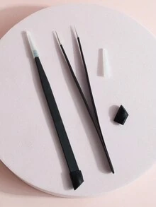 Pinzas de uñas multifuncionales de doble cabeza, diseño de perforación con varilla de presión de silicona, pinza recta dedicada para perforar cejas, juego de herramientas de manicura y belleza profesional, pinzas para pestañas, pinzas de manicura, tocador, dormitorio, portátil de viaje, asequible, regalo para mujeres, regalo del Día de San Valentín - Multicolor - Ver 4