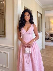 魅力十足、优雅休闲的日常连衣裙，适合婚礼、约会、度假、生日派对、毕业典礼等场合，也是女士夏季的理想之选。 - 粉色 - 查看 5