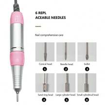 35000转/分钟电动美甲钻 专业美甲机 指甲打磨套装，便携式美甲沙龙抛光设备 - 粉色 - 查看 4