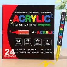 Bộ 24 bút vẽ acrylic lỏng trực tiếp, bút vẽ chuyên nghiệp cho các hoạt động DIY ngày lễ, vẽ trên đá, thủy tinh, gỗ, gốm sứ và vải. - A - Xem 10