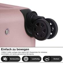 YONSLY 2‑Piece Suitcase Set 24/28 Inches With 4 Wheels 360° Combination Lock Mesh Pocket Soft Rubber Handle Lightweight Shockproof Hard Shell Suitcase - 玫瑰金 - 查看 2