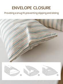 1pc 100% Cotton Pillowcase, Striped Pattern, Soft & Comfortable, Envelope Style, Suitable For Bedroom, Living Room, Sofa Decor - Multicolor - View 6