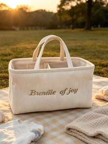 1 pieza Cesta de almacenamiento de pañales para bebé grande con patrón de león y jirafa de dibujos animados, organizador de cesta de cuerda de papel con divisor extraíble, bolsa de almacenamiento portátil para el automóvil, adecuada para pañales, regalos de baby shower, artículos esenciales para recién nacidos - Multicolor - Ver 3