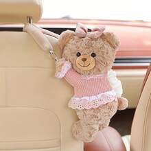 1 Cute Bear Car Tissue Holder, Seat Back Hanging, Suitable For Various Car Models, Car Accessories Interior - Pink Bear - View 7