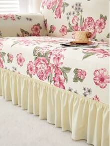 1pc Slip-Resistant Elastic Decorative Sofa Cover, Milk Silk Fabric Floral Print Skirt Design, Fit For Single/Double/Three/Four Seater Sofa, Pet-Friendly, Colorful, Suitable For Spring/Summer/Autumn/Winter - Multicolor - View 7