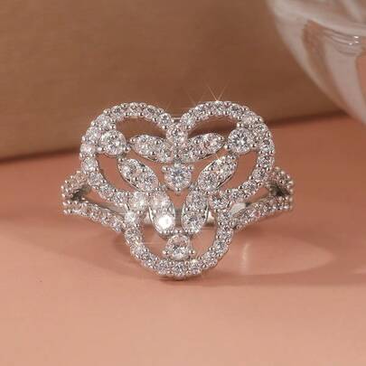 Anillo de compromiso de mujer con lujo y elegancia, con cubic zirconia brillante, joyería para banquetes, regalo exquisito para ocasiones especiales