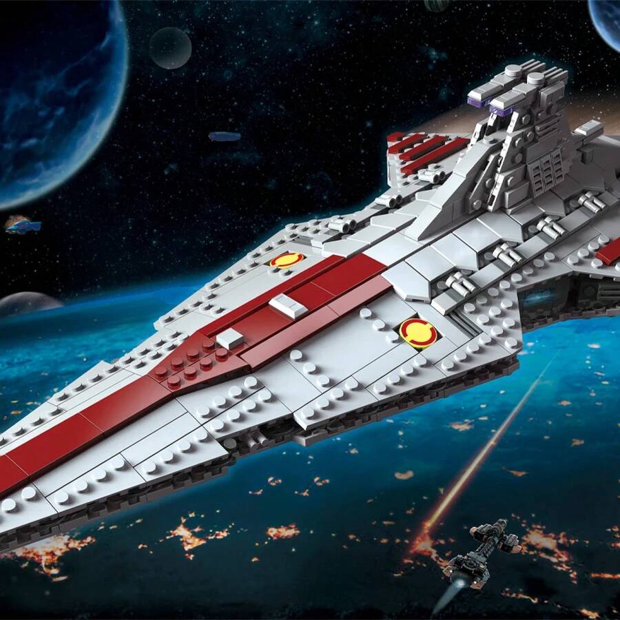 Bloques de Construcción de Naves Espaciales, 960 Piezas, Modelo MOC de Nave de Defensa Espacial, Kits de Ladrillos, Decoración de Escritorio, Juguete para Adultos, Regalos de Cumpleaños - 960 unidades - Ver 1