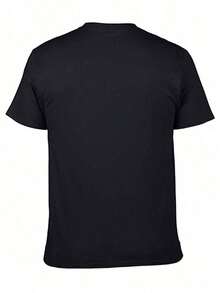 Men's Cotton T-Shirt With Letter And American Flag Print, Casual Crew Neck, Short Sleeve, Soft And Breathable, For Summer Urban Style, Easter Gift. - Black - View 6